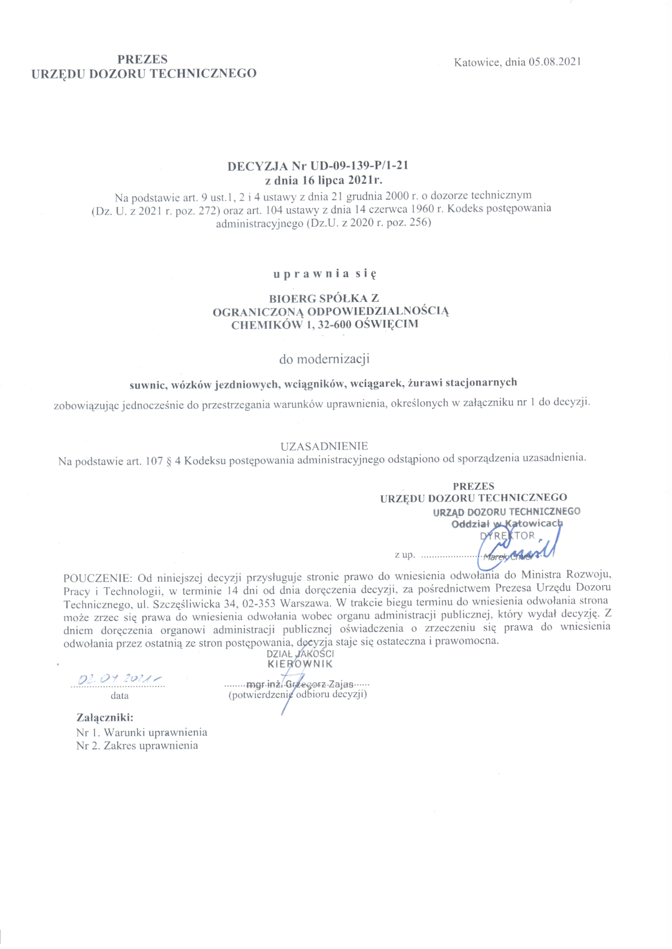 UDT — modernizacja suwnic, wózków, wciągników, wciągarek, żurawi